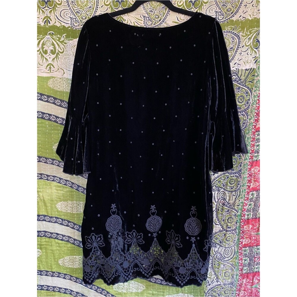 Johnny Was Love Black Roxanne Bohemian Velvet Whimsigoth Mini Dress Medium - Picture 10 of 14